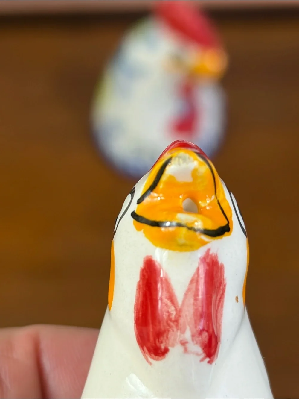 1980's Hand Painted White Alcobaca Rooster Of Barcelos Salt & Pepper Shakers